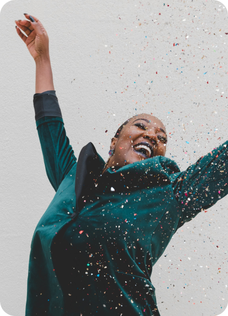 Black woman rejoicing the Make a Statement program